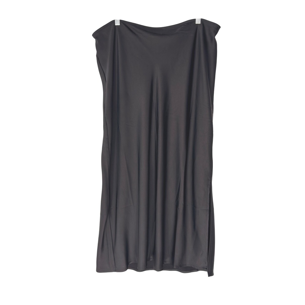 Old Navy Midi Skirt Black Satin Flowy‎ Feminine Modest Basic Minimalist XL